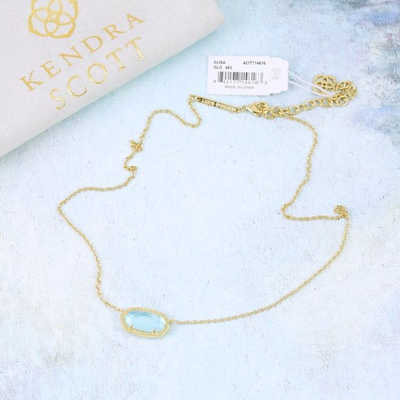 Kendra Scott Elisa Light Blue Illusion Necklace Gold Plated March - Picture 4 of 7